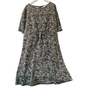 Mango Black and White Floral Knee-Length Dress